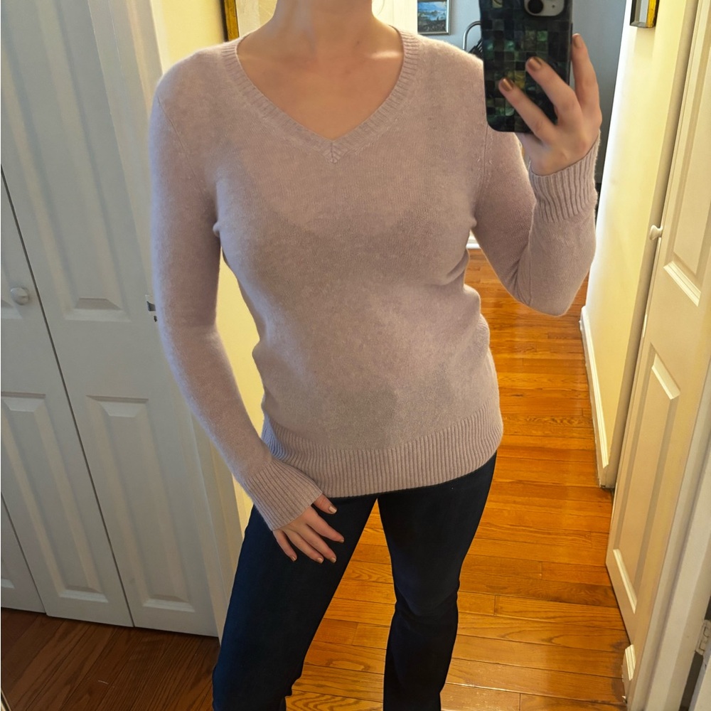 Saks Fifth Avenue Lavender V-Neck Sweater